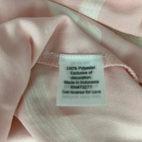 Nine West Pink & White Pleated  V-Neck Long Sleeve Top Blouse Size L Summer Top - Picture 6 of 12